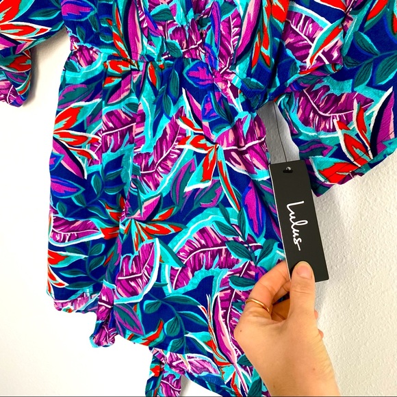 New Lulus Hypnotized Purple Print Romper size S - Picture 13 of 16